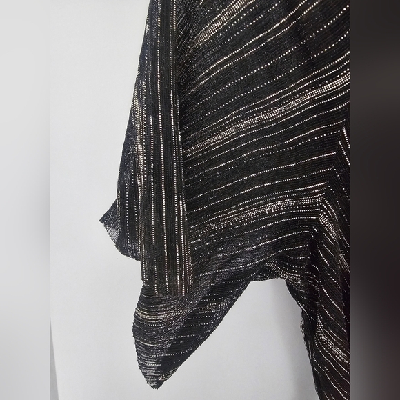 All in Favor Metallic Black Gold Striped Midi Dress Size M - Picture 3 of 11